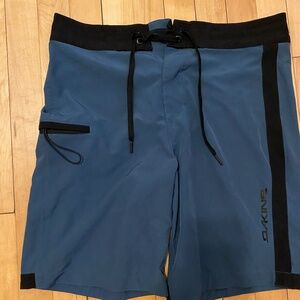 Dakine blue and black atheltic shorts with drawstrings